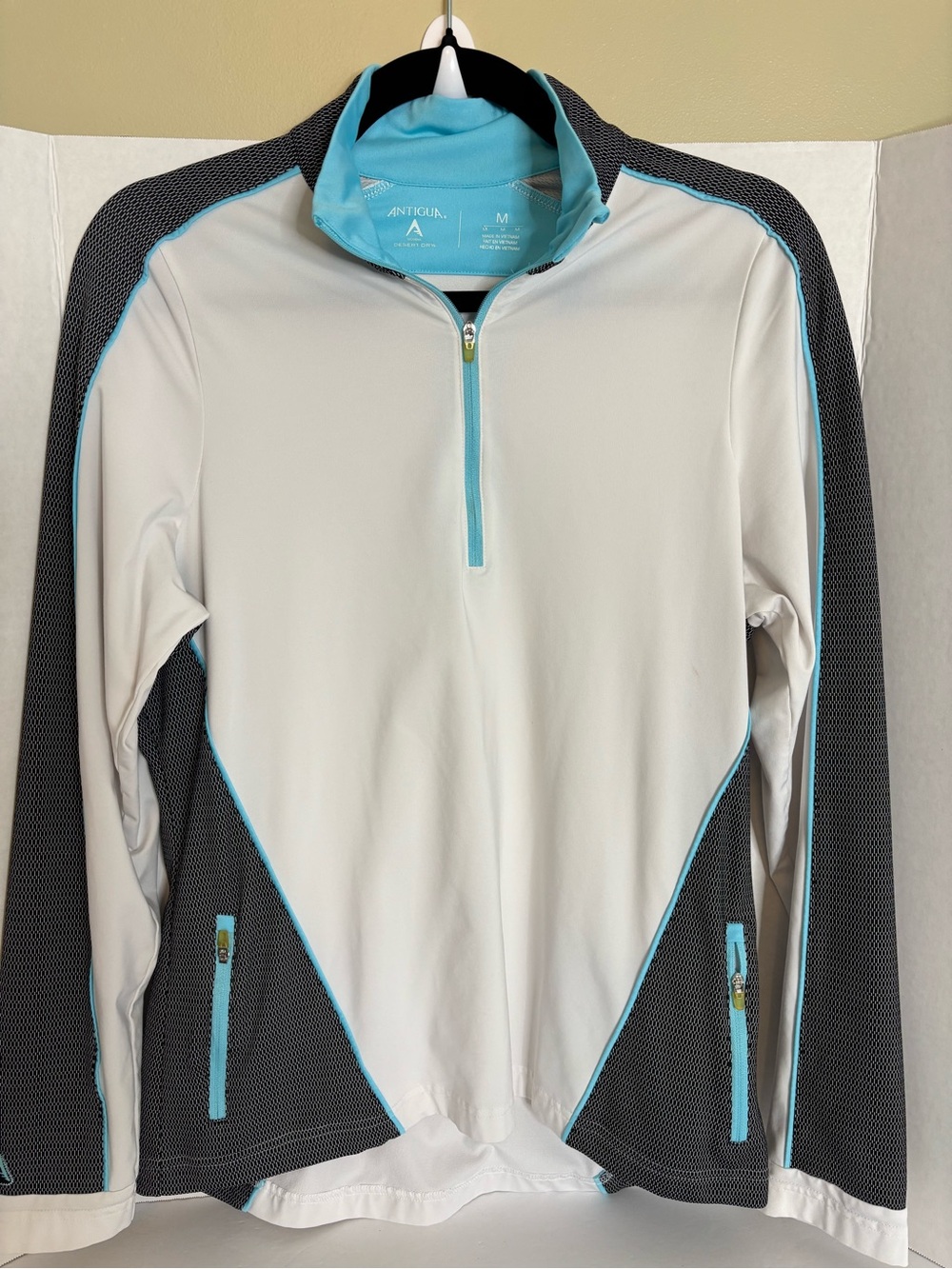 Antigua White, Gray & Aqua Half-Zip Women's Ski Jacket